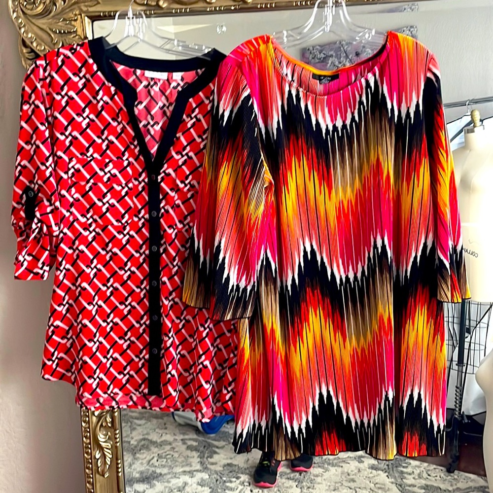 Xl plus size bright colored patterned work shirts